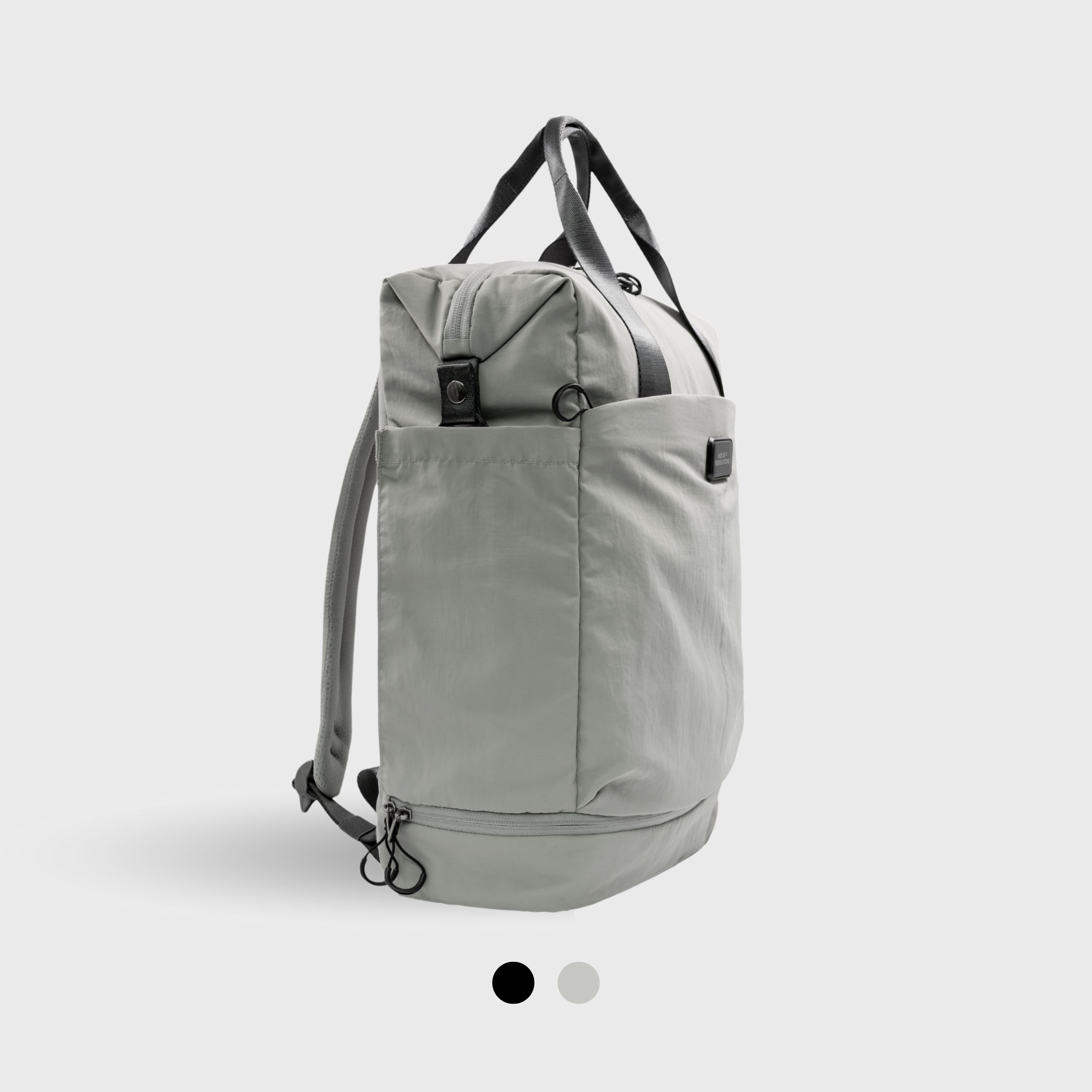 Eco-Friendly Recycled Nylon Backpack Grey side