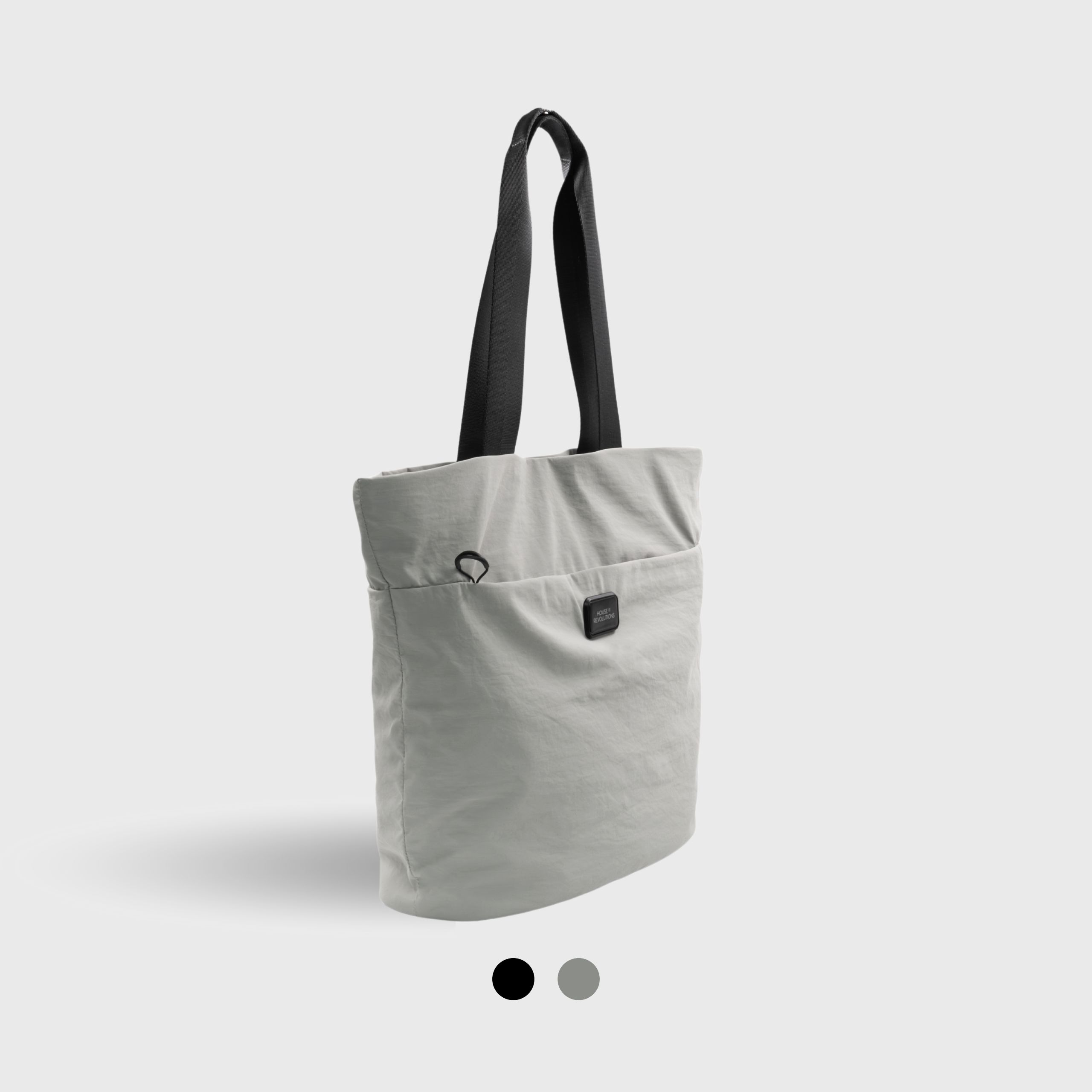 Eco-Friendly-Sustainable-Tote-Bag-Made-From-Recycled-Nylon-side-view-grey